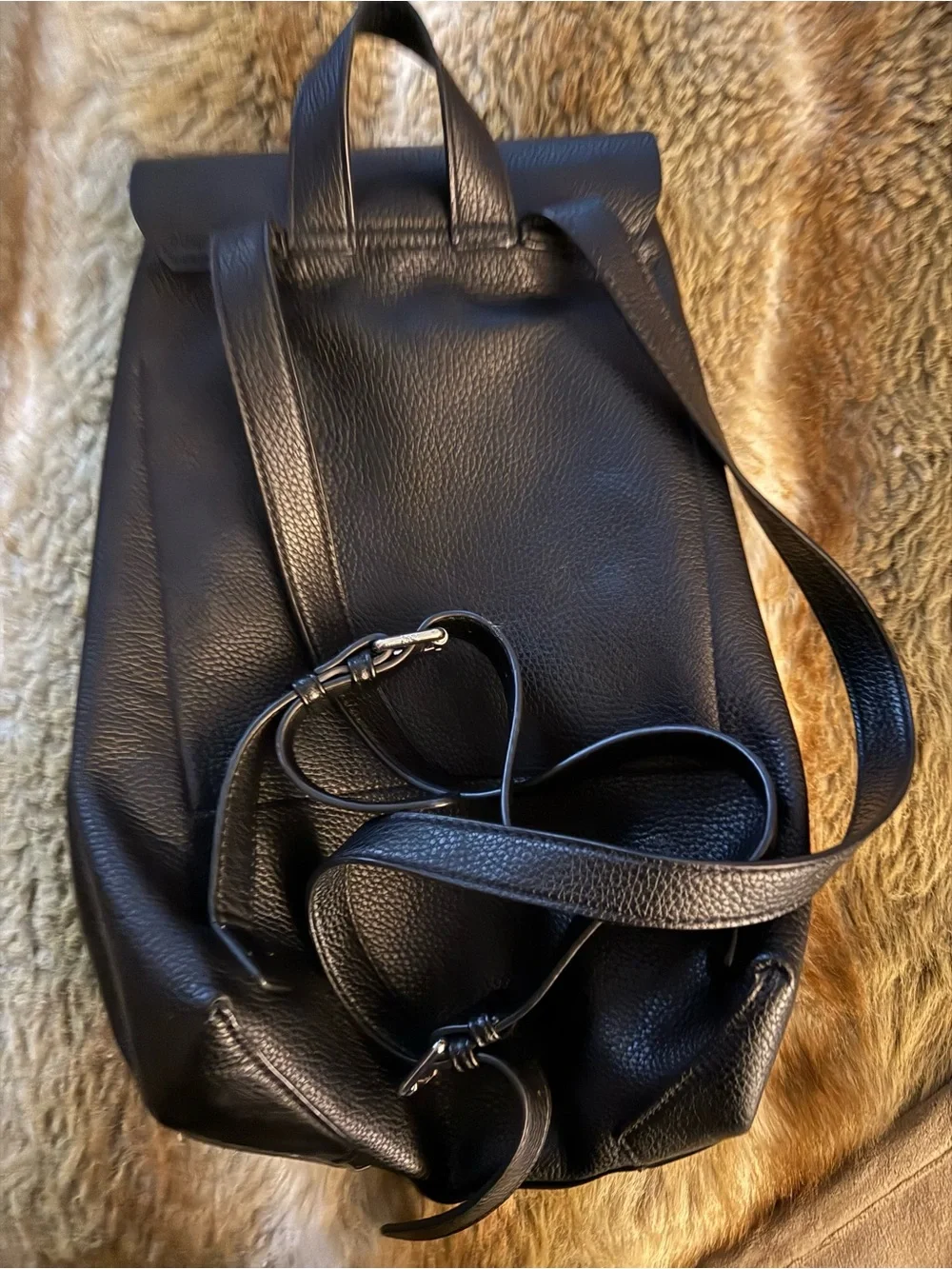 Street Level Black Pebble Leather Backpack